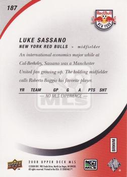 2008 Upper Deck MLS #187 Luke Sassano Back