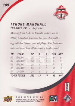2008 Upper Deck MLS #189 Tyrone Marshall Back