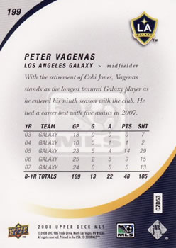 2008 Upper Deck MLS #199 Peter Vagenas Back