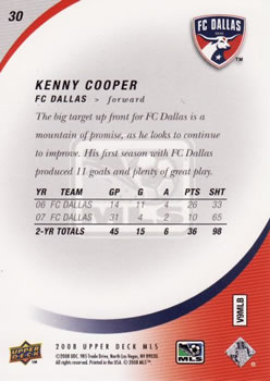 2008 Upper Deck MLS #30 Kenny Cooper Back