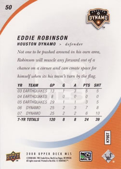 2008 Upper Deck MLS #50 Eddie Robinson Back