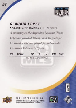 2008 Upper Deck MLS #57 Claudio Lopez Back