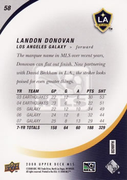 2008 Upper Deck MLS #58 Landon Donovan Back
