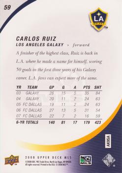 2008 Upper Deck MLS #59 Carlos Ruiz Back
