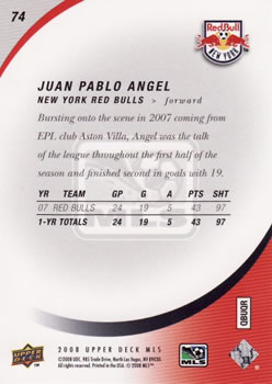 2008 Upper Deck MLS #74 Juan Pablo Angel Back