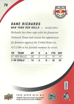 2008 Upper Deck MLS #76 Dane Richards Back