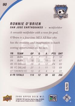 2008 Upper Deck MLS #90 Ronnie O'Brien Back