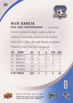 2008 Upper Deck MLS #92 Nick Garcia Back
