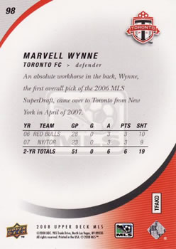 2008 Upper Deck MLS #98 Marvell Wynne Back