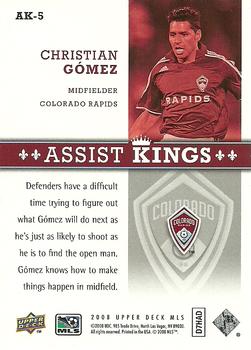2008 Upper Deck MLS - Assist Kings #AK-5 Christian Gomez Back