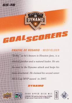 2008 Upper Deck MLS - Goal Scorers #GS-16 Dwayne De Rosario Back