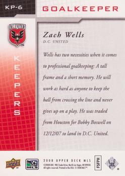 2008 Upper Deck MLS - Keepers #KP-6 Zach Wells Back