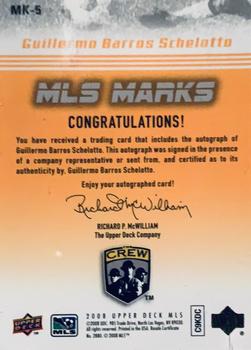 2008 Upper Deck MLS - MLS Marks #MK-5 Guillermo Barros Schelotto Back