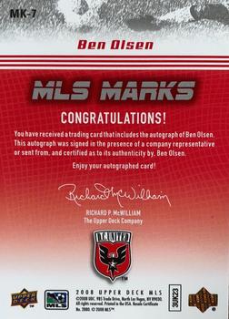 2008 Upper Deck MLS - MLS Marks #MK-7 Ben Olsen Back