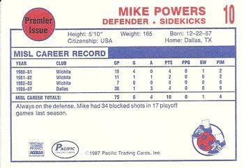 1987-88 Pacific MISL #10 Mike Powers Back