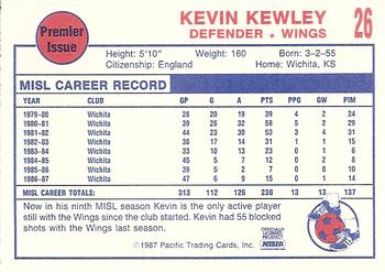 1987-88 Pacific MISL #26 Kevin Kewley Back
