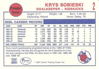 1987-88 Pacific MISL #2 Krys Sobieski Back