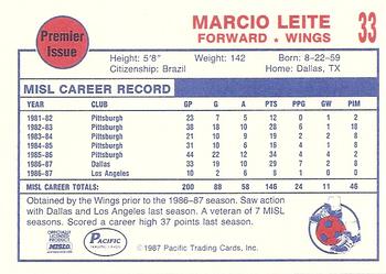 1987-88 Pacific MISL #33 Marcio Leite Back