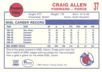 1987-88 Pacific MISL #37 Craig Allen Back