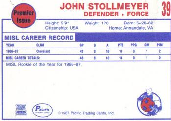 1987-88 Pacific MISL #39 John Stollmeyer Back