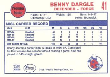 1987-88 Pacific MISL #41 Benny Dargle Back