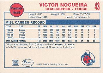 1987-88 Pacific MISL #43 Victor Nogueira Back