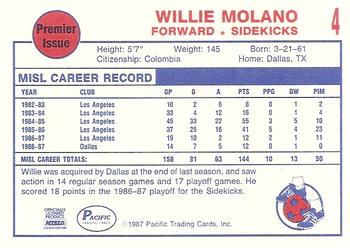 1987-88 Pacific MISL #4 Willie Molano Back