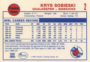 1987-88 Pacific MISL #2 Krys Sobieski Back