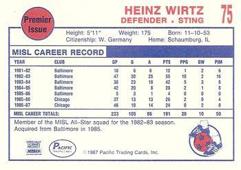 1987-88 Pacific MISL #75 Heinz Wirtz Back