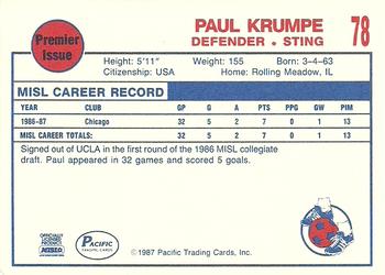 1987-88 Pacific MISL #78 Paul Krumpe Back