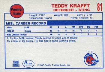 1987-88 Pacific MISL #81 Teddy Krafft Back