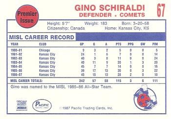 1987-88 Pacific MISL #67 Gino Schiraldi Back