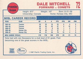1987-88 Pacific MISL #72 Dale Mitchell Back