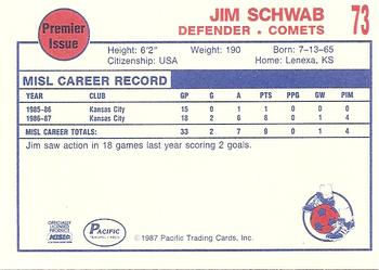 1987-88 Pacific MISL #73 Jim Schwab Back