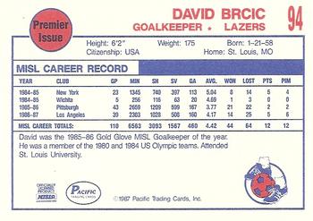 1987-88 Pacific MISL #94 David Brcic Back