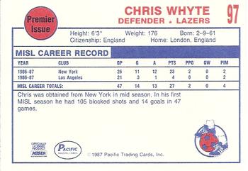 1987-88 Pacific MISL #97 Chris Whyte Back