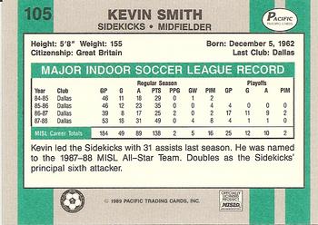 1988-89 Pacific MISL #105 Kevin Smith Back