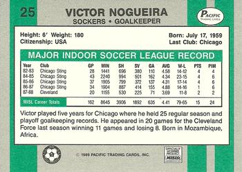 1988-89 Pacific MISL #25 Victor Nogueira Back