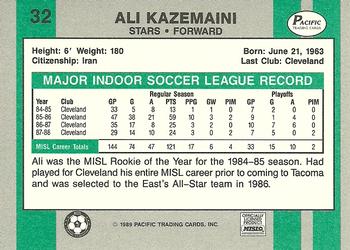 1988-89 Pacific MISL #32 Ali Kazemaini Back
