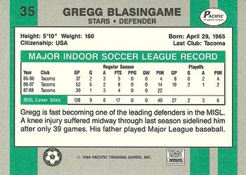 1988-89 Pacific MISL #35 Gregg Blasingame Back
