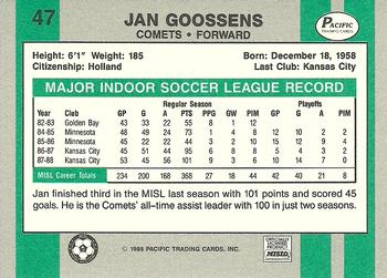 1988-89 Pacific MISL #47 Jan Goossens Back