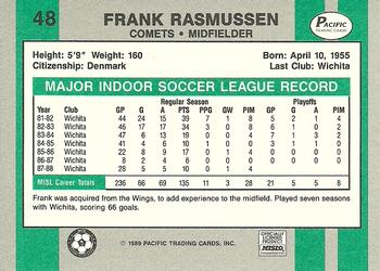 1988-89 Pacific MISL #48 Frank Rasmussen Back