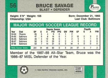 1988-89 Pacific MISL #56 Bruce Savage Back