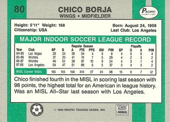1988-89 Pacific MISL #80 Chico Borja Back