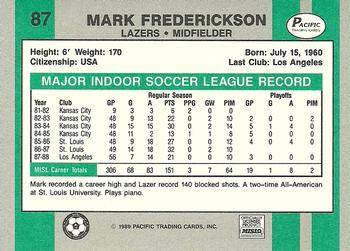 1988-89 Pacific MISL #87 Mark Frederickson Back