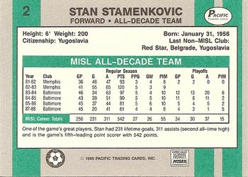 1988-89 Pacific MISL #2 Stan Stamenkovic Back