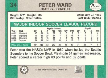 1988-89 Pacific MISL #34 Peter Ward Back