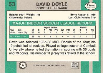 1988-89 Pacific MISL #53 David Doyle Back