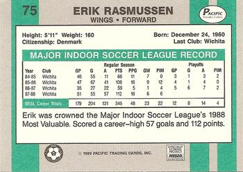 1988-89 Pacific MISL #75 Erik Rasmussen Back