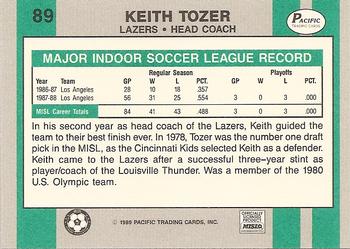 1988-89 Pacific MISL #89 Keith Tozer Back